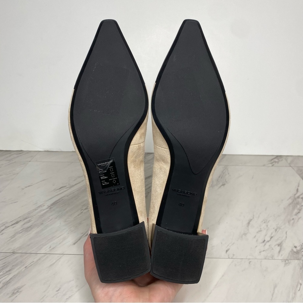 New! Vagabond Altea Beige Suede Black Patent Pointed Toe Pump 10 / 40 - Picture 14 of 15